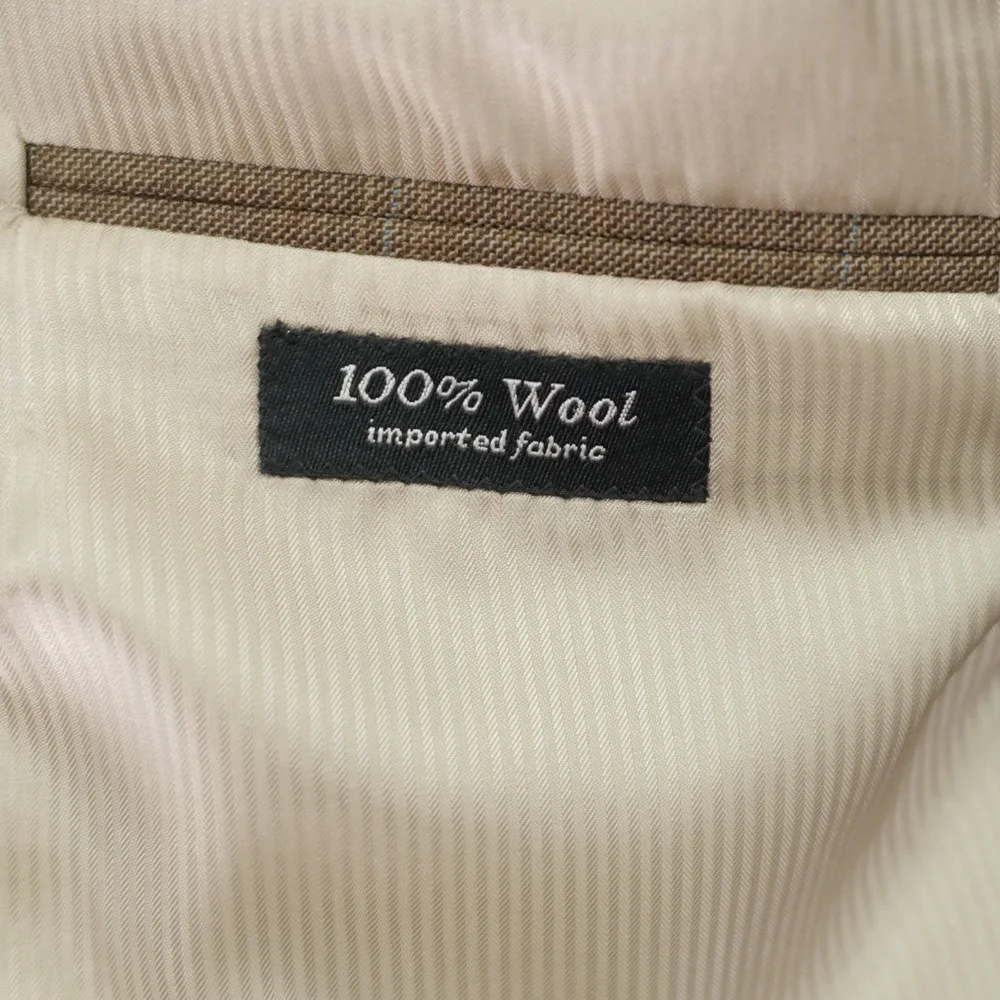 Jack Victor Wool Brown Sharkskin With‎ Blue Windowpane Blazer 40R Valutowood SPJ